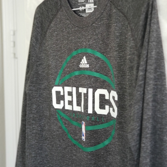 Adidas ClimaLite Boston Celtics Ultimate Pre-Game NBA Long Sleeve Tee Shirt - Picture 5 of 5